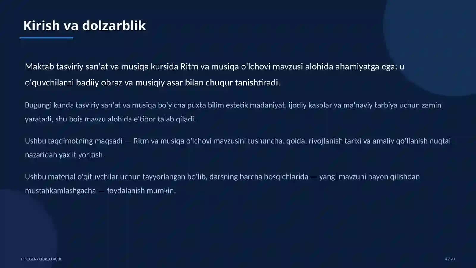 Ritm va musiqa o'lchovi (3-sinf) 4
