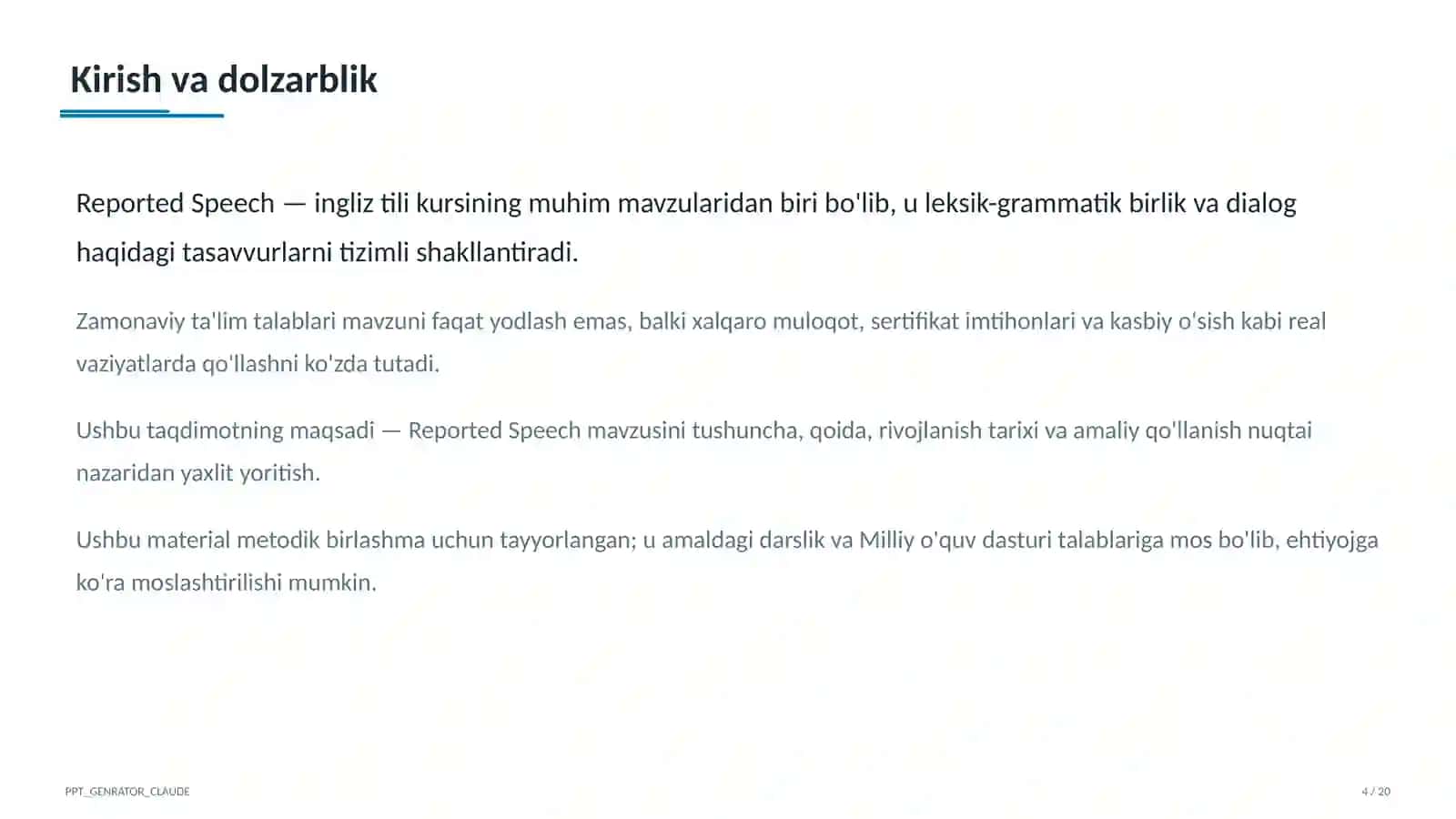 Reported Speech (9-sinf) 4