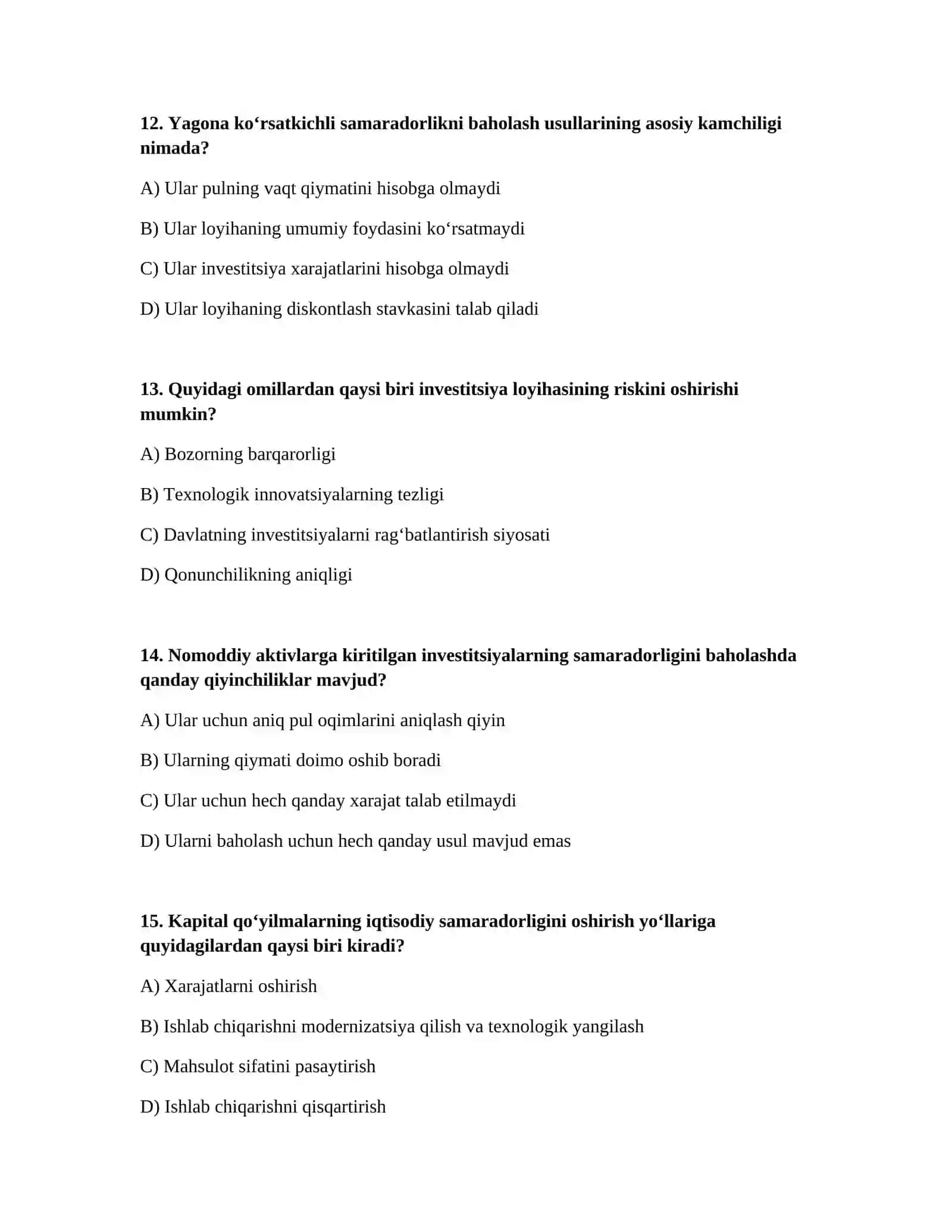 Kapital qoʻyilmalarning iqtisodiy samaradorligi va uni aniqlash yoʻllari 4