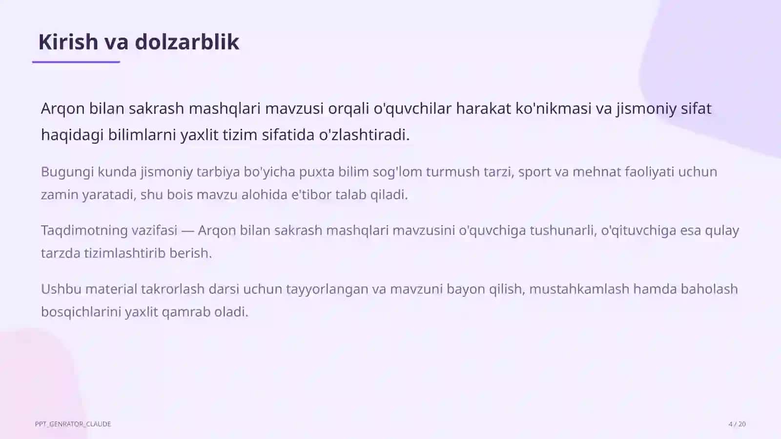 Arqon bilan sakrash mashqlari (3-sinf) 4