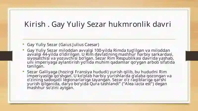 Yuliy Sezar hukmronligi 4