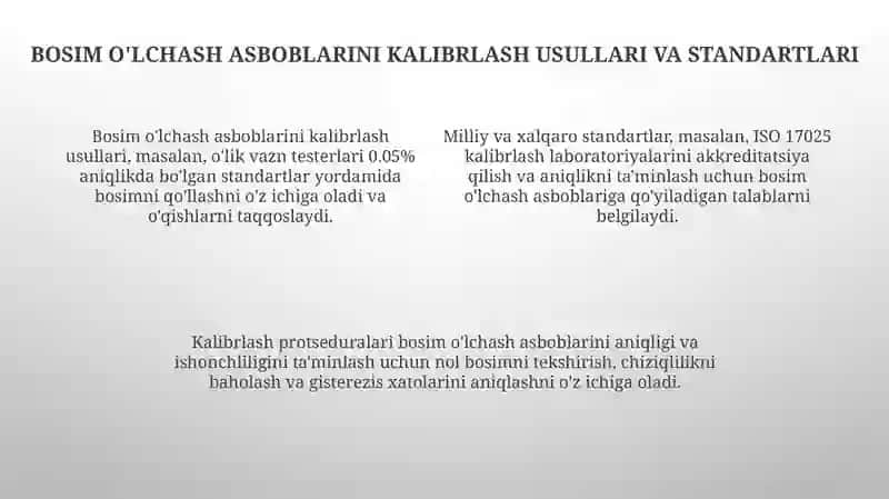 Bosim o'lchash asboblarini kalibrlash va o'rnatish qoidalari 4
