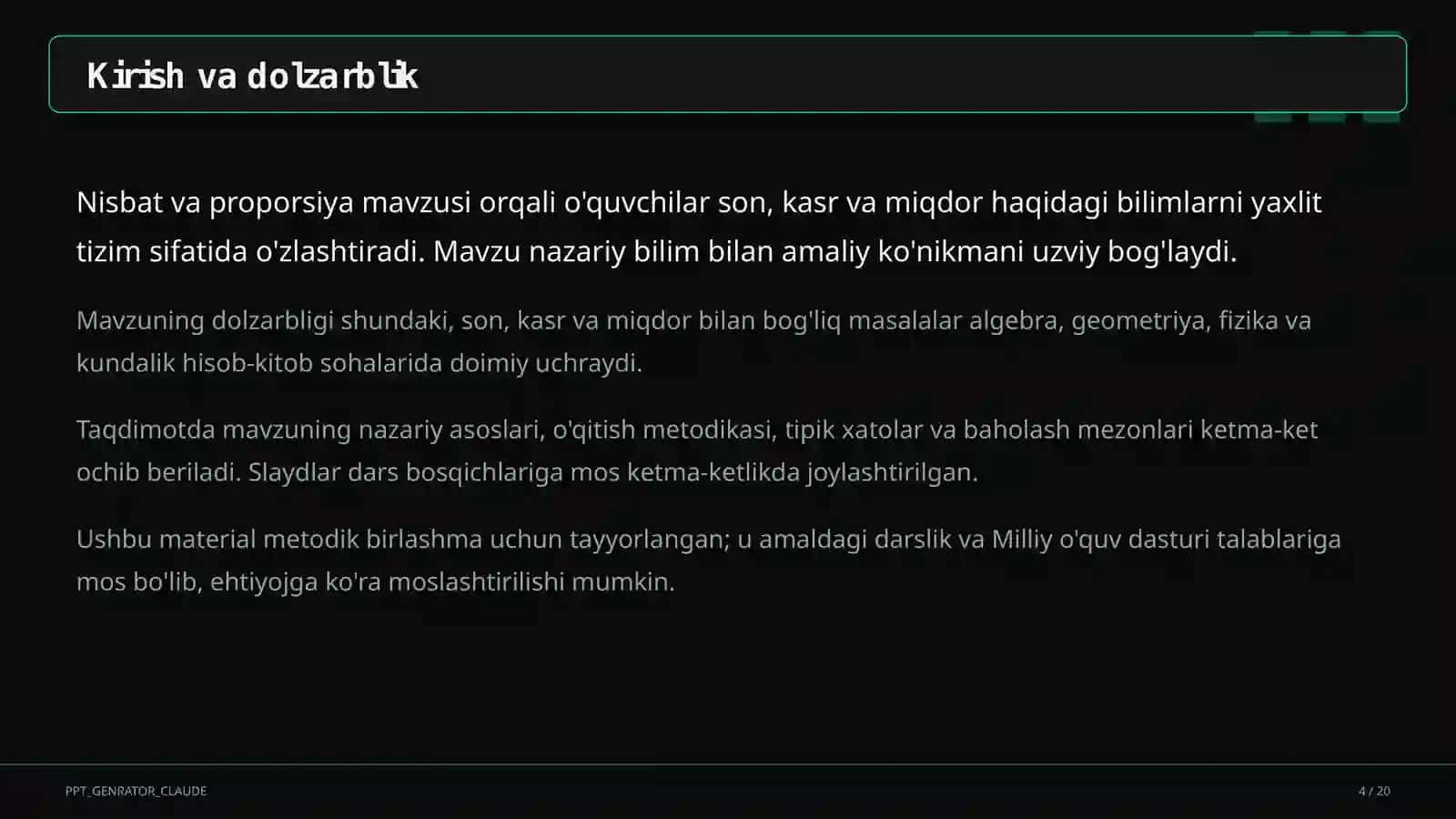 Nisbat va proporsiya (6-sinf) 4