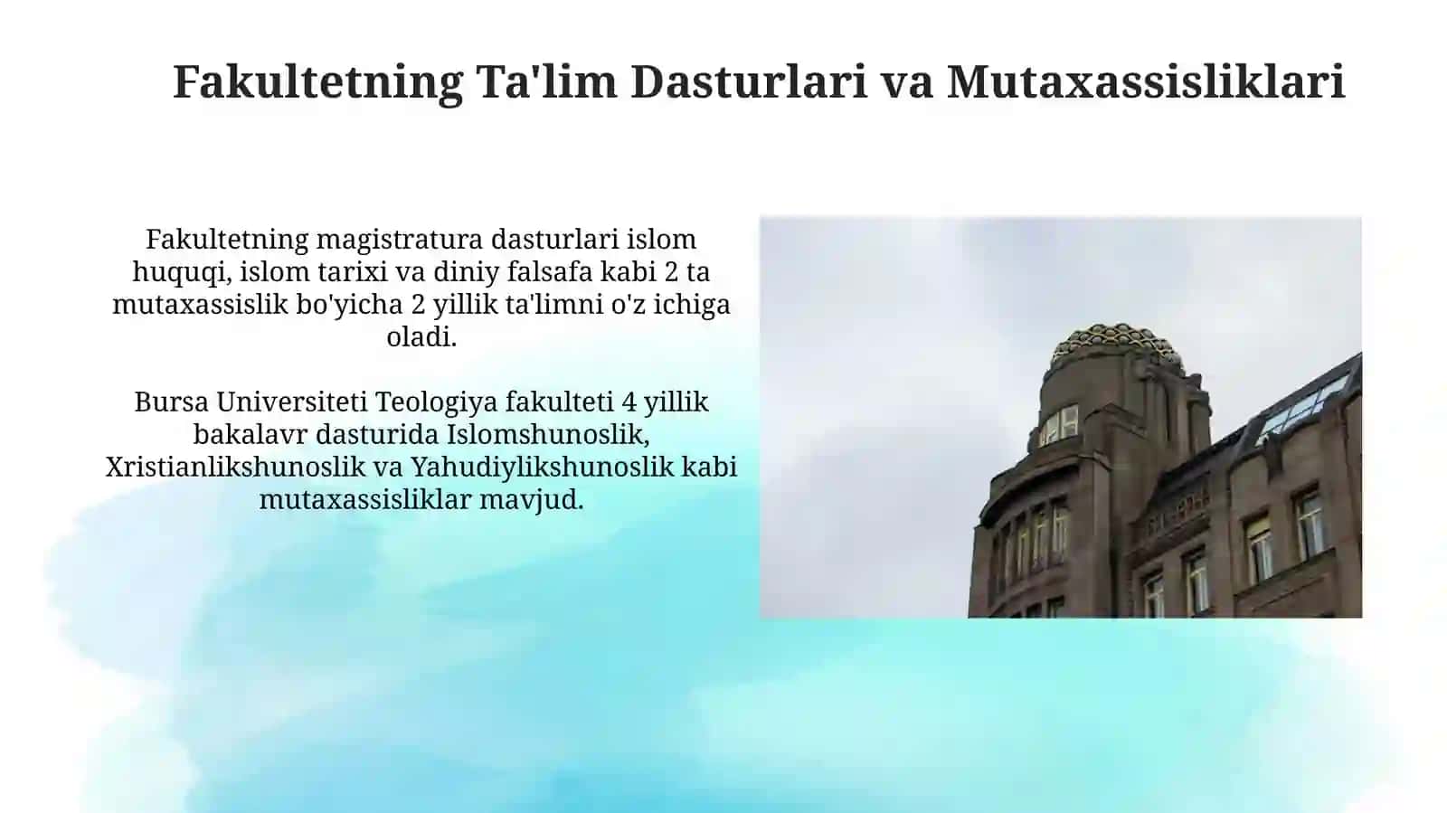 Bursa Universiteti Islomshunoslik Fakulteti Tarixi 4