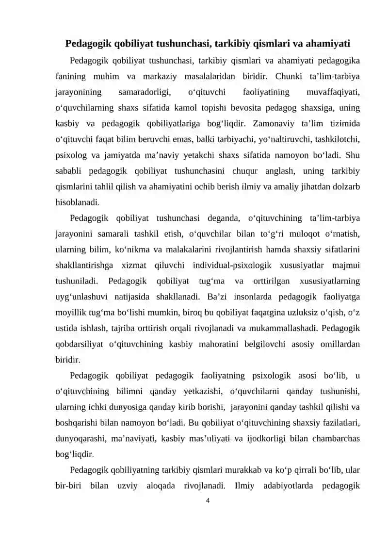 Pedagogik qobiliyatni shakllantirish yoʻllari 4