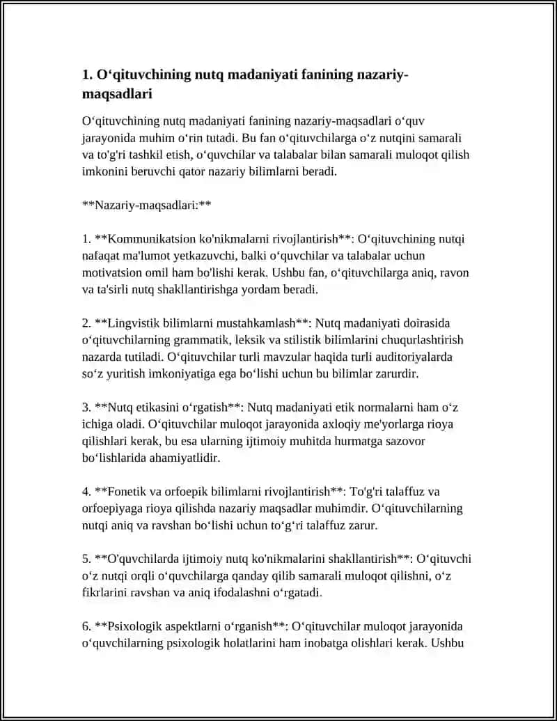 ÔQITUVCHING NUTQ MADANIYATI FANINING MAQSADI VA VAZIFASI 4