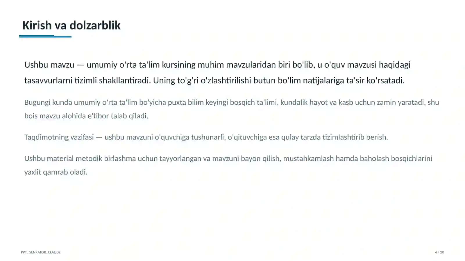 "Dolzarb mavzular — maktab va o'qituvchilar" 4