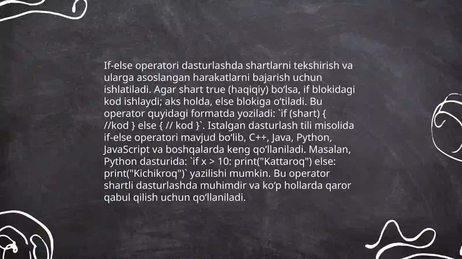 Shartli operatorlar haqida umumiy ma'lumot 4