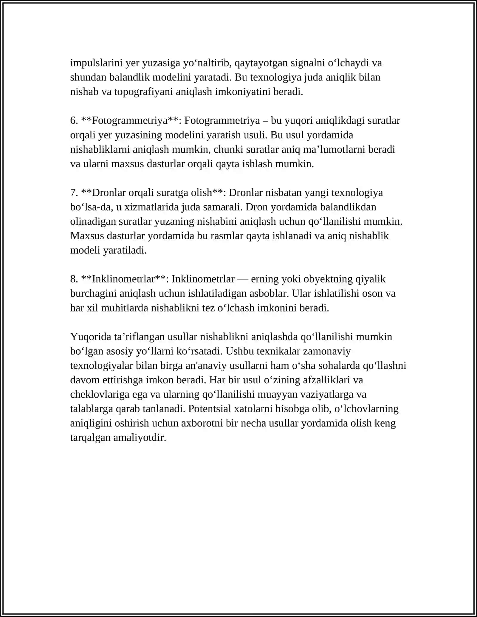 TOPOGRAFIK XARITADA BERILGAN NISHABLIKDAN KATTA BO'LMAGAN NISHABLIKDAGI TRASSA CHIZIG'I QANDAY O'TKAZILADI 4
