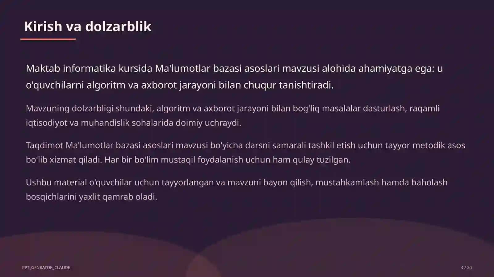Ma'lumotlar bazasi asoslari (9-sinf) 4