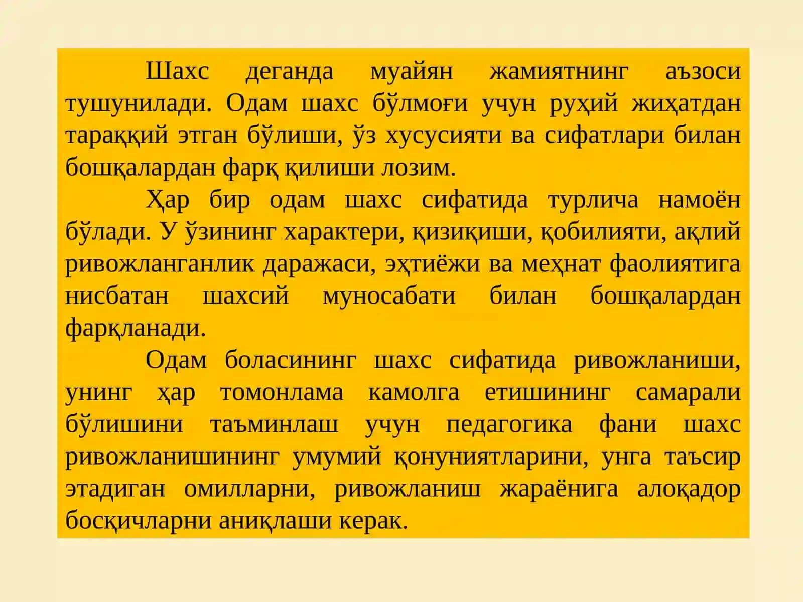 Шахснинг шакланишида жамоанинг ўрни ва хусусиятлари 4