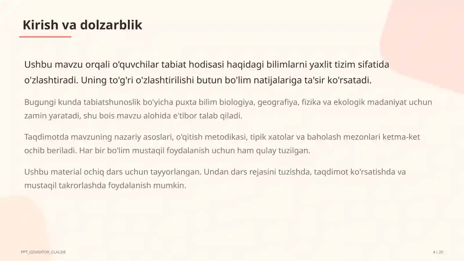 O'zbekistonning tabiiy zonalari: cho'l, tog', vodiy (4-sinf) 4