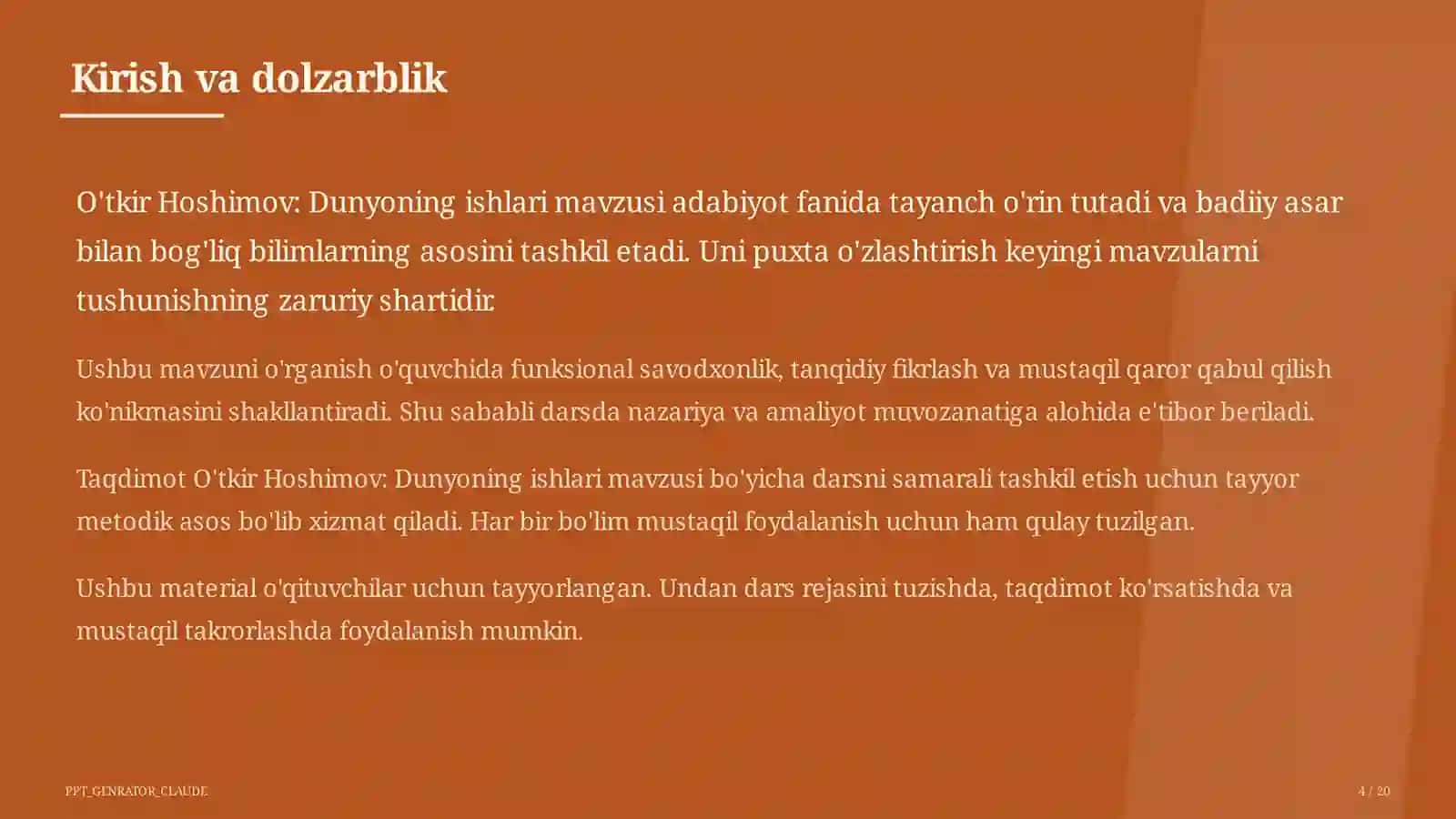 O'tkir Hoshimov: Dunyoning ishlari (7-sinf) 4
