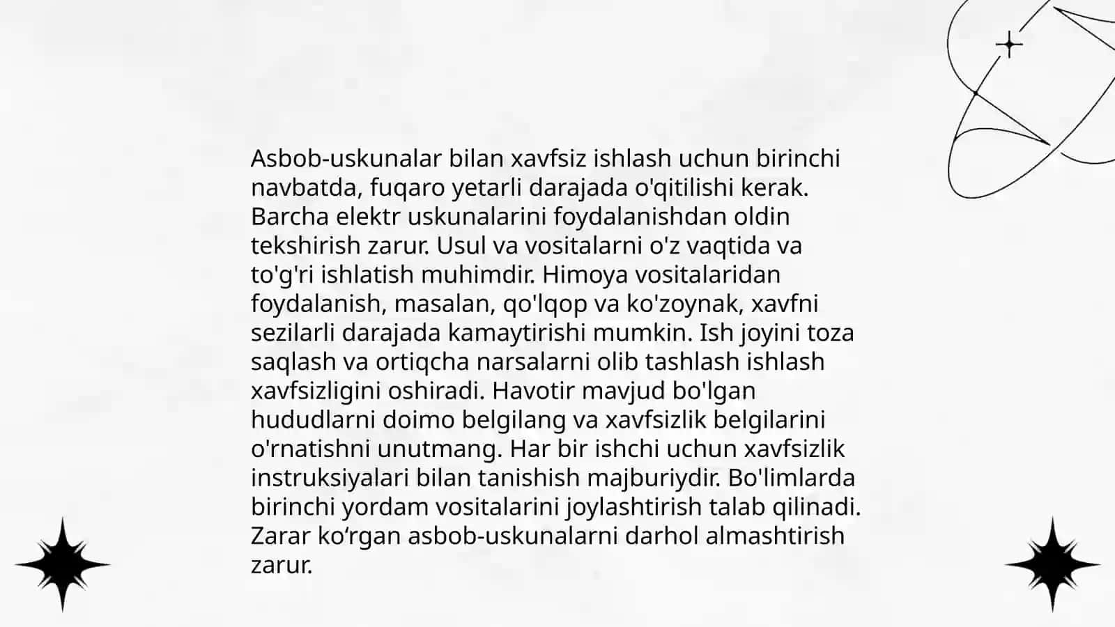 5-sinf. Texnologiya fani. Xavfsizlik texnikasi qoidalari va asbob-uskunalar bilan ishlash 4