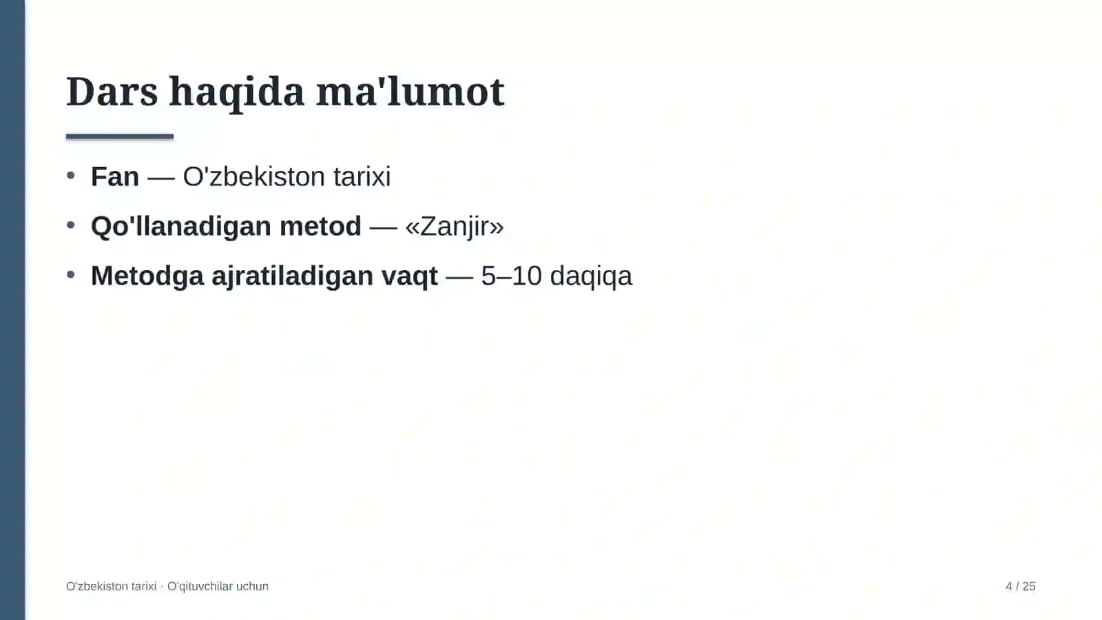 o'zbekiston tarixi darslarida zanjir metodidan foydalanish 1501 4