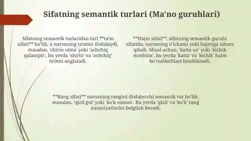 Sifat So'z Turkumi 4