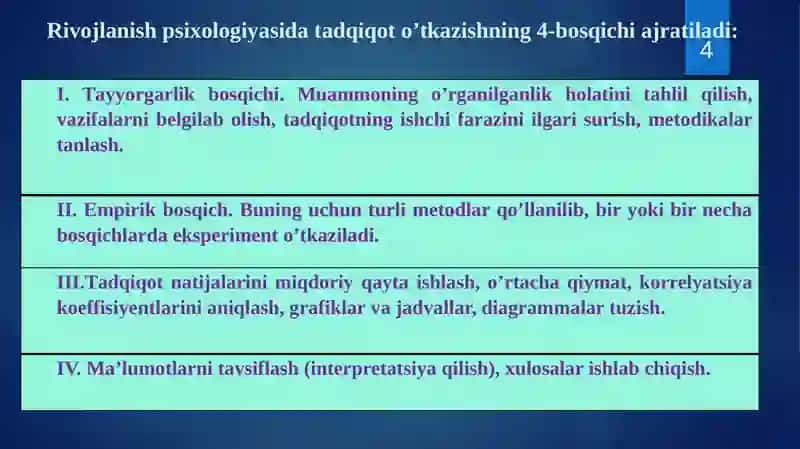 Rivojlanish psixologiyasining tadqiqot metodlari 4