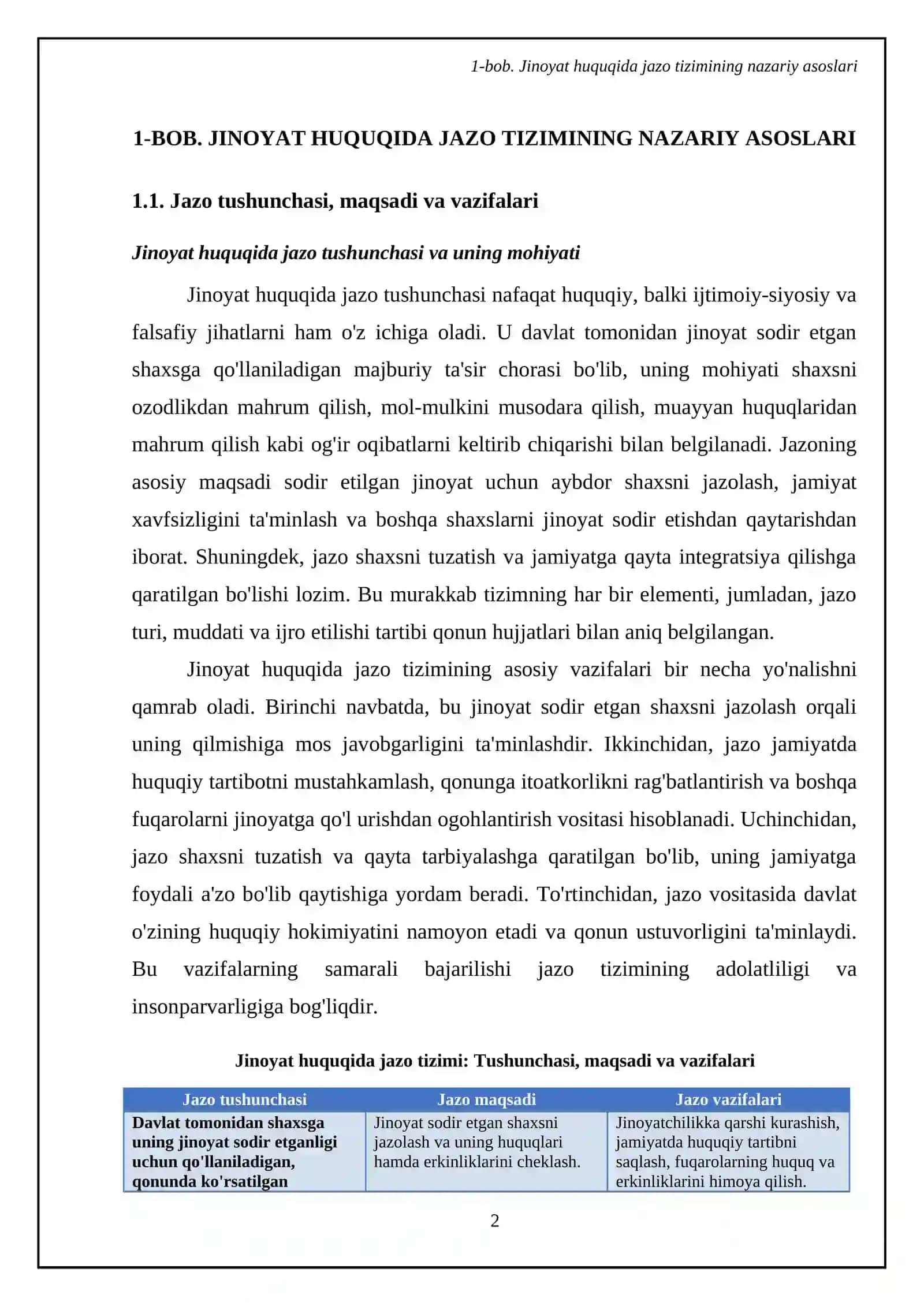 Jinoyat huquqida jazo tizimi tushinchasi, turlari 4