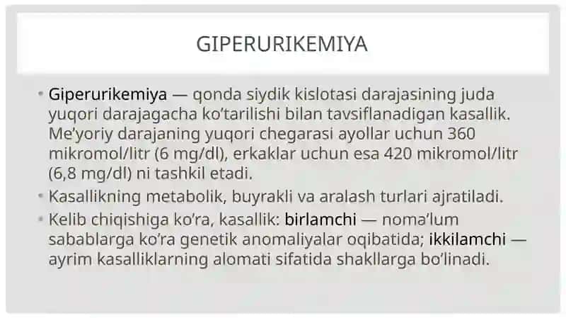 Giperurikemiya turlari 4