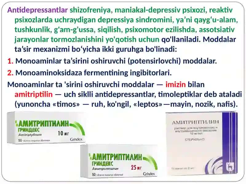 Antidepressantlar, Trankvilizatorlar, Neyroleptiklar 4