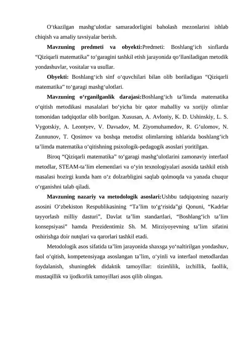 Qiziqarli matematika togaragi mashg'ulotlarini tashkil qilish metodikasi 4