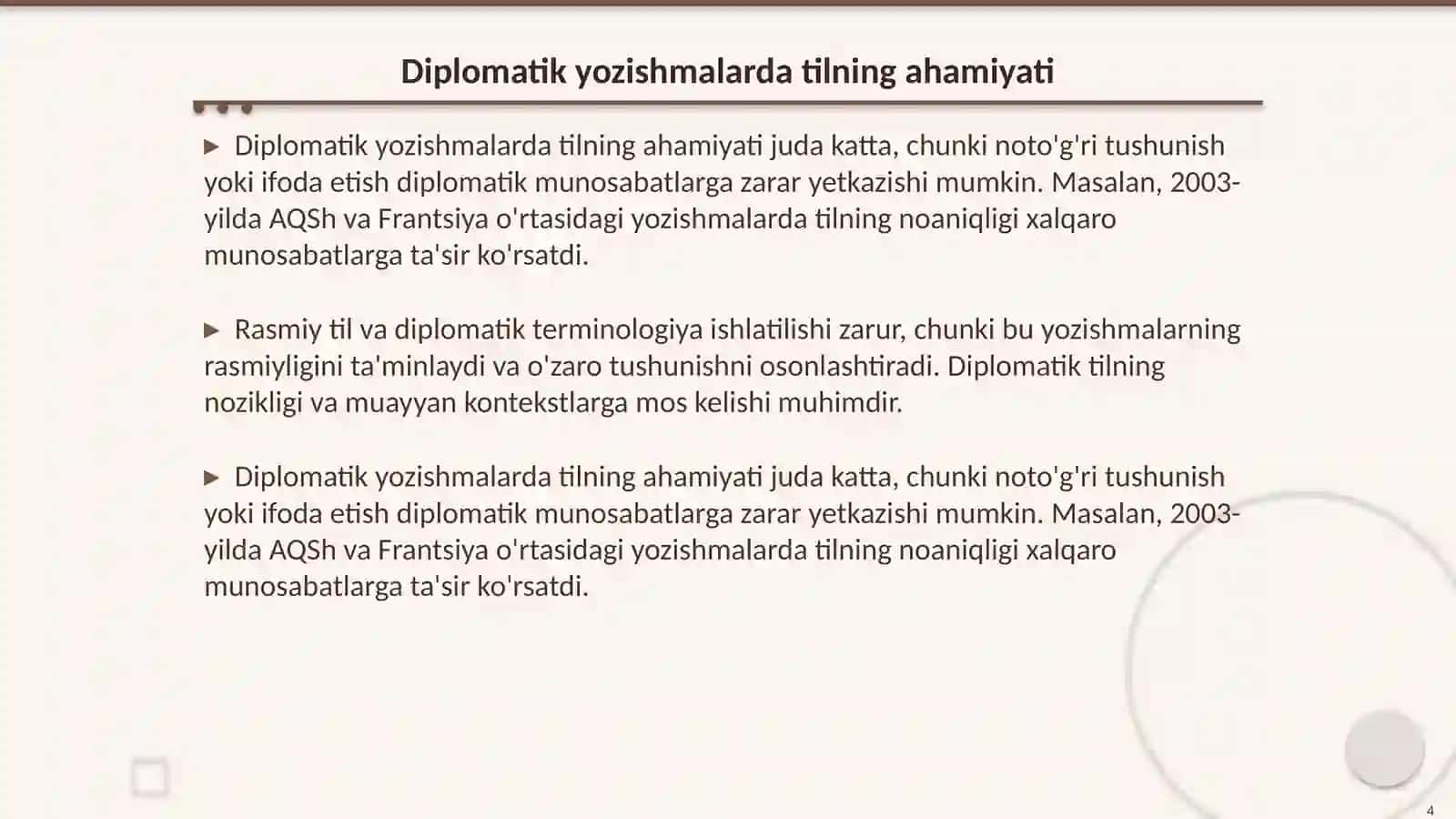 Diplomatik va tijorat yozishmalari 4