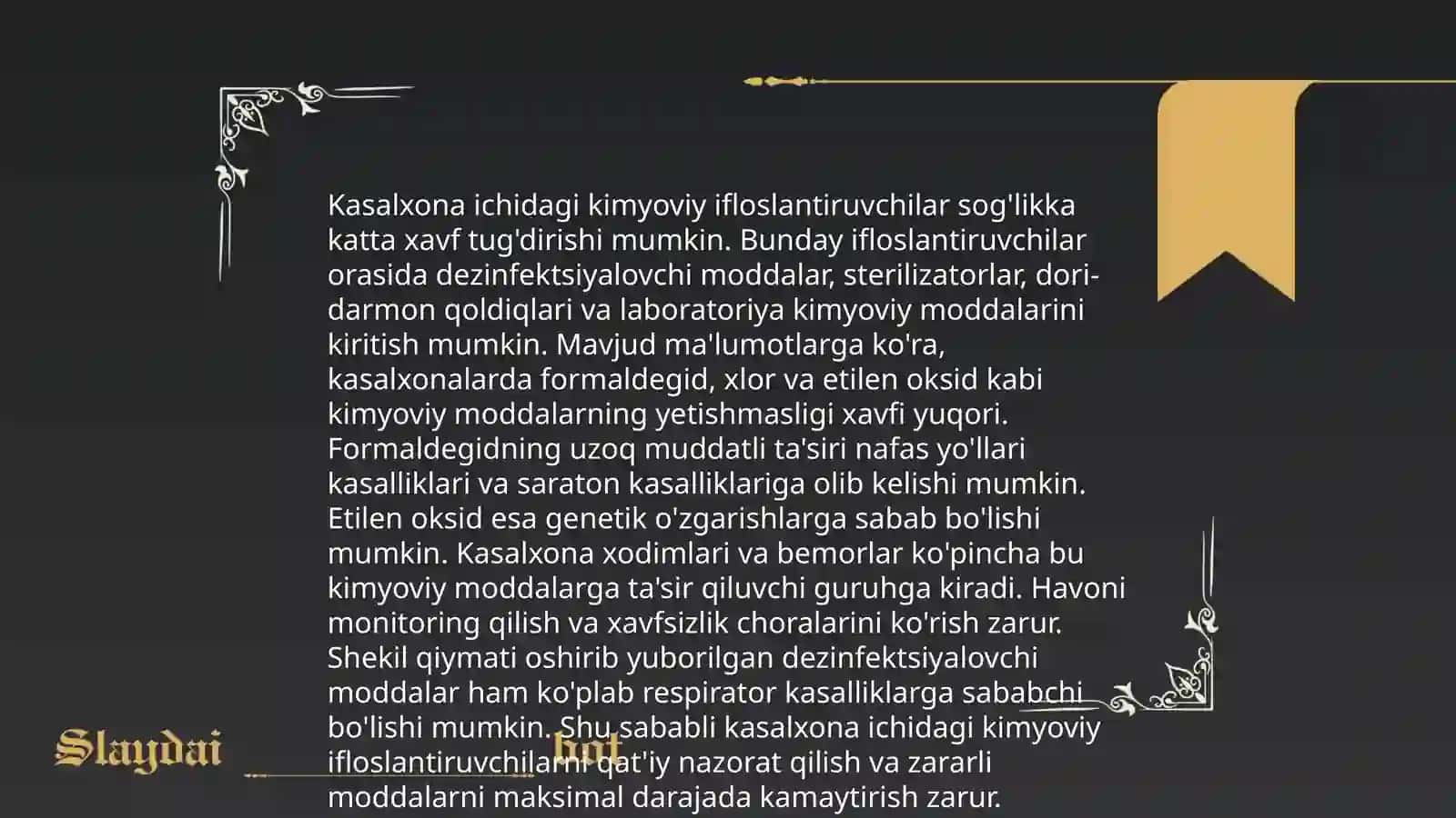 Kasalxona xonalari havosining antropogen ifloslanishi haqida tushuncha 4