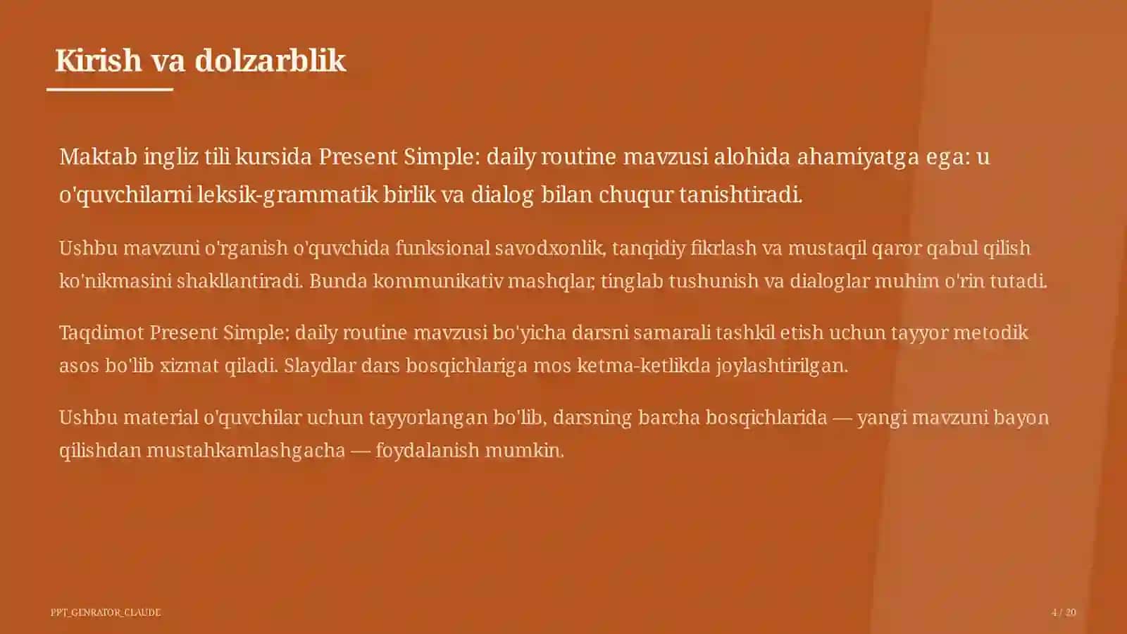 Present Simple: daily routine (3-sinf) 4
