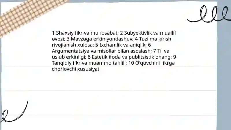Esse janrining talablari va ta'rifi 4