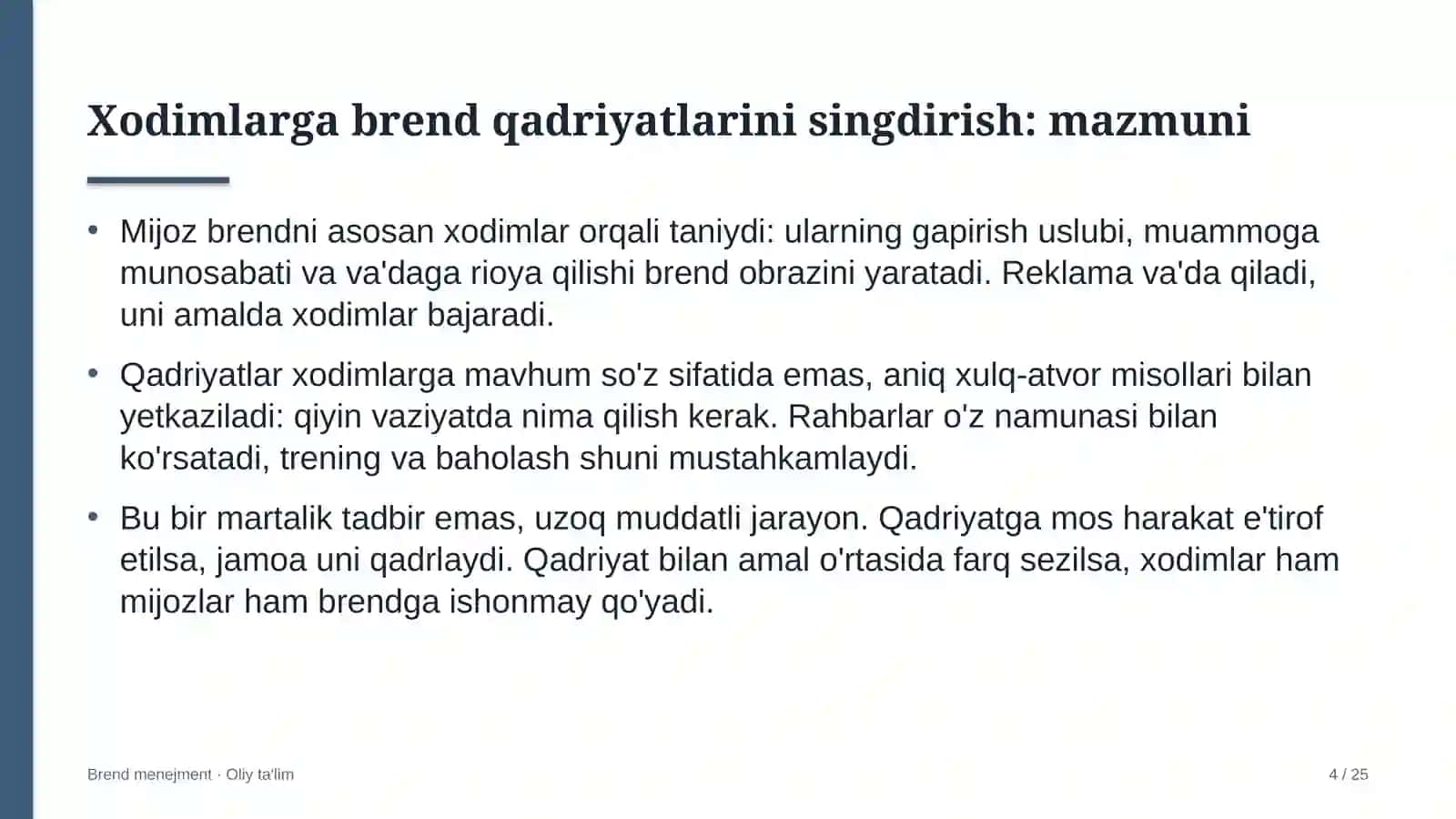 Bioenergetikada xodimlar o'rtasida brend qadriyatlarini singdirish 4