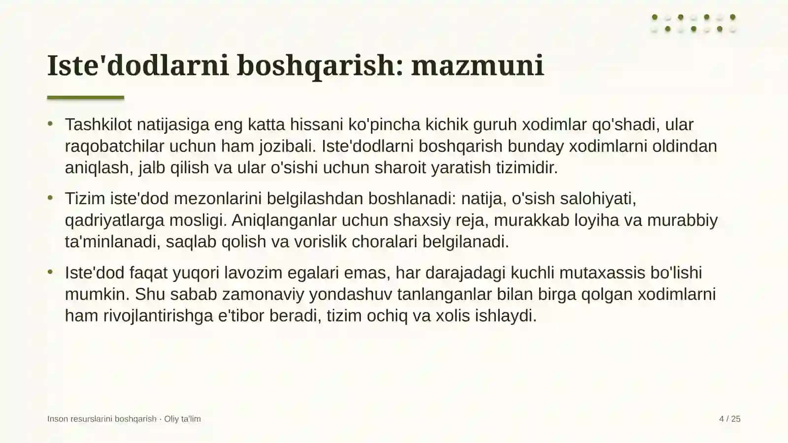 Lalmikor dehqonchilikda iste'dodlarni boshqarish 4