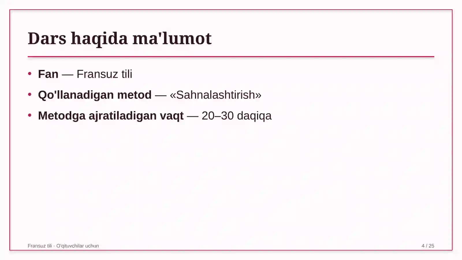 fransuz tili darslarida sahnalashtirish metodidan foydalanish 3144 4