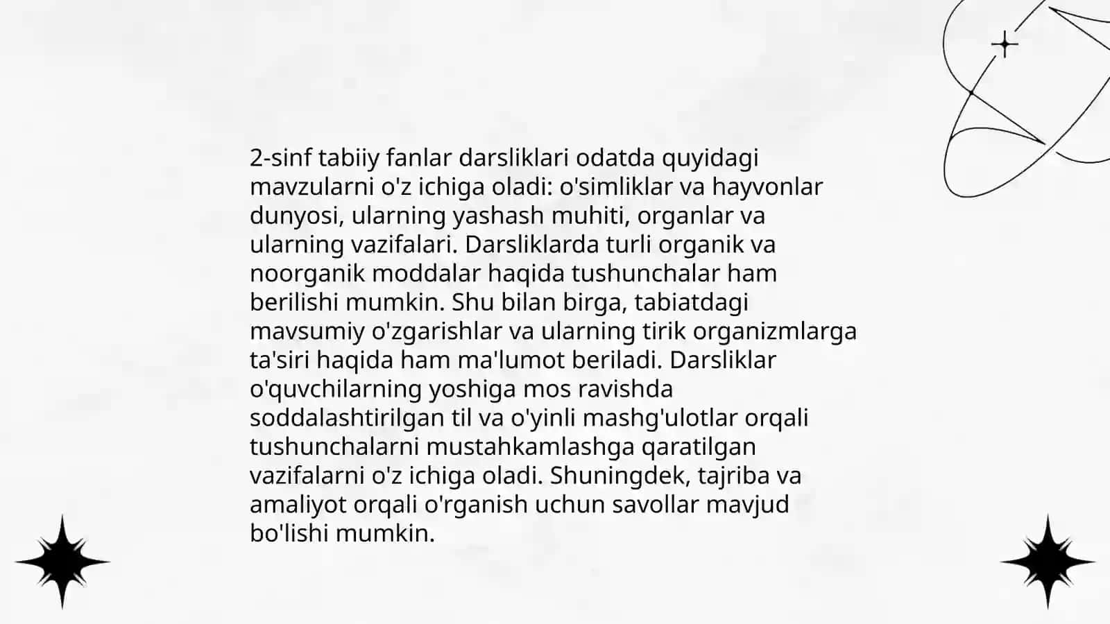 Boshlangʻich maktablarda tabiiy fanlarning mazmuni, oʻquv darslarning tahlili 4