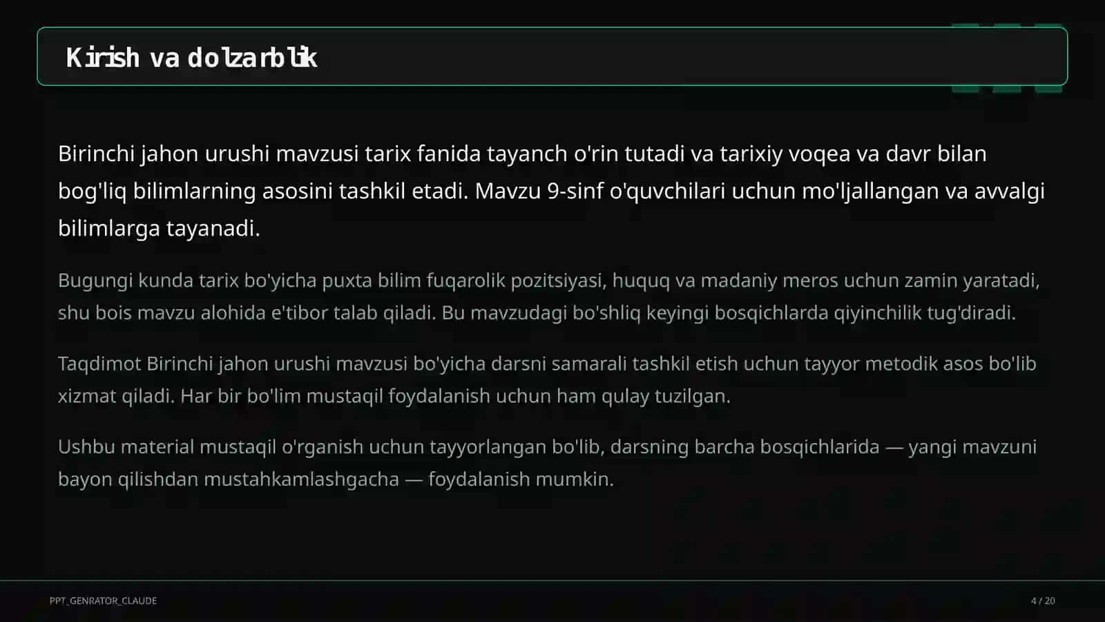 Birinchi jahon urushi (9-sinf) 4