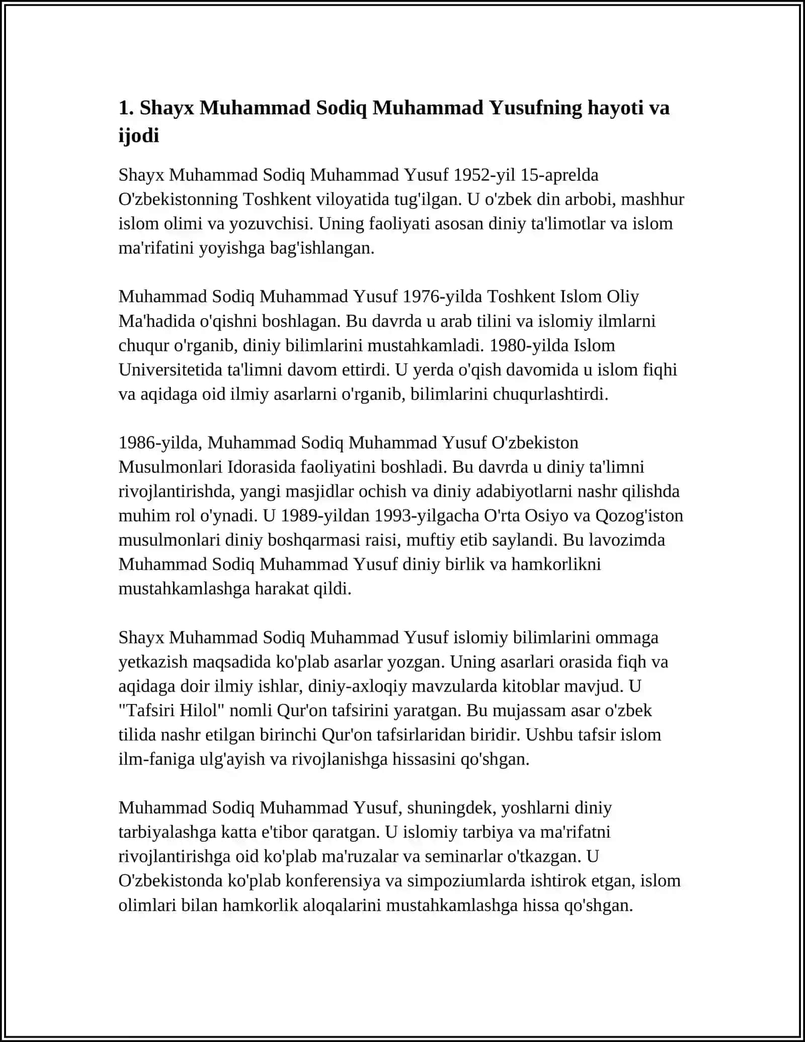 SHAYX MUHAMMAD SODIQ MUHAMMAD YUSUFNING BAXTIYOR OILA ASARIDA ISLOM QADIRYATLARINING TALQINIDA TAQDIMOT 4