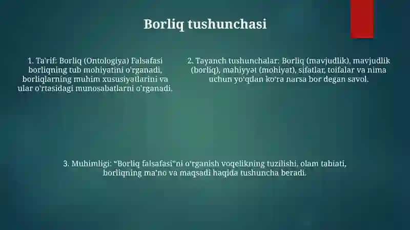 Borliq ( Ontologiya) Falsafasi 4