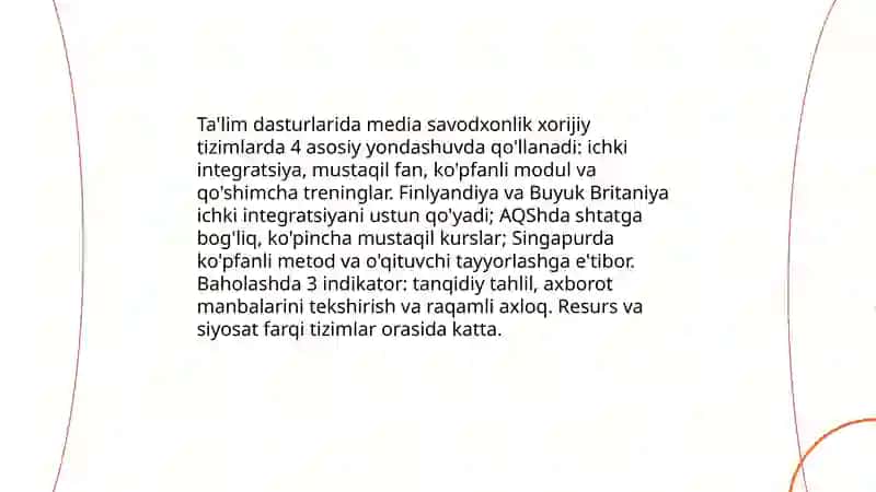Xorijiy mamlakatlarda media savodxonlik va axborot madaniyatining qiyosiy tahlili 4