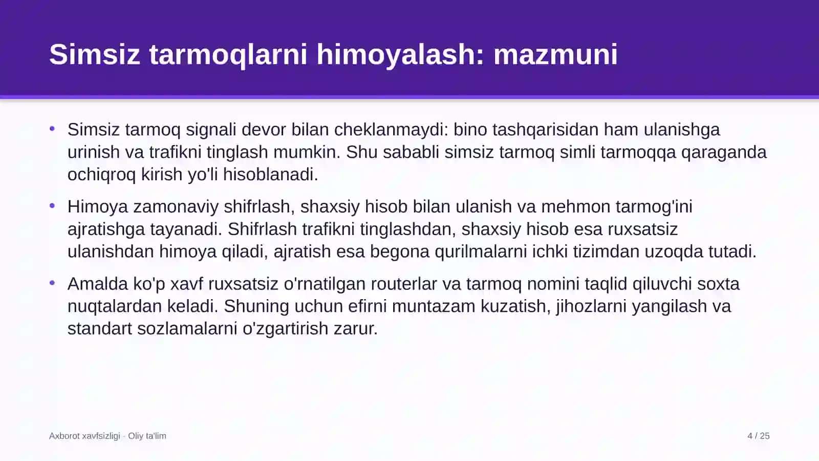 Simsiz tarmoqlarni himoyalash: mohiyati 4