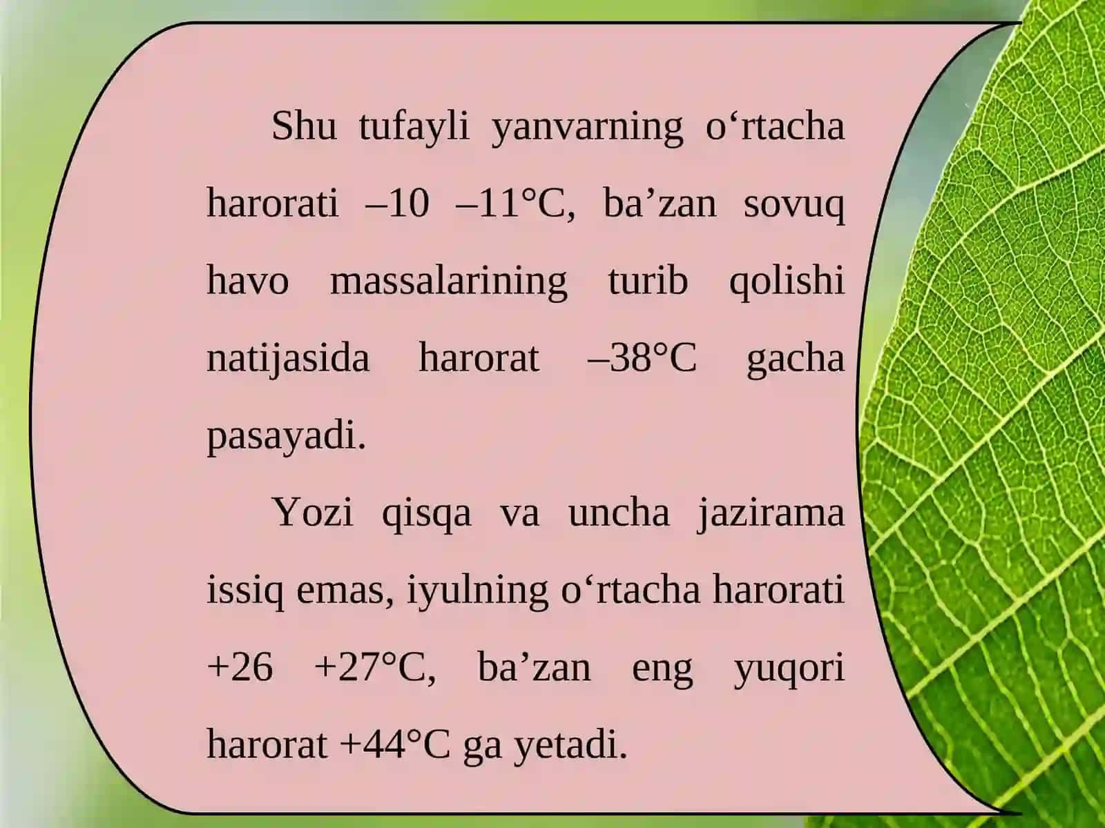 Iqlimi, suvlari, tuproqlari, o‘simliklari va hayvonot dunyosi 4