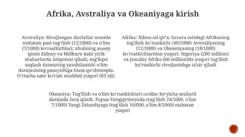 AfrikahamdaAvstraliyavaOkeaniyamamlakatlariaholisiningtug'ilishivao'limkoeffitsiyenti 4