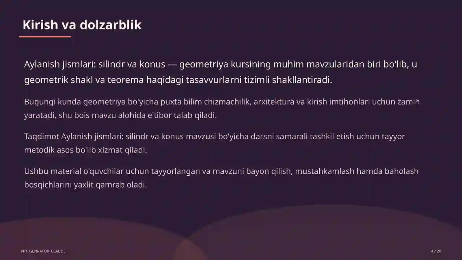 Aylanish jismlari: silindr va konus (11-sinf) 4