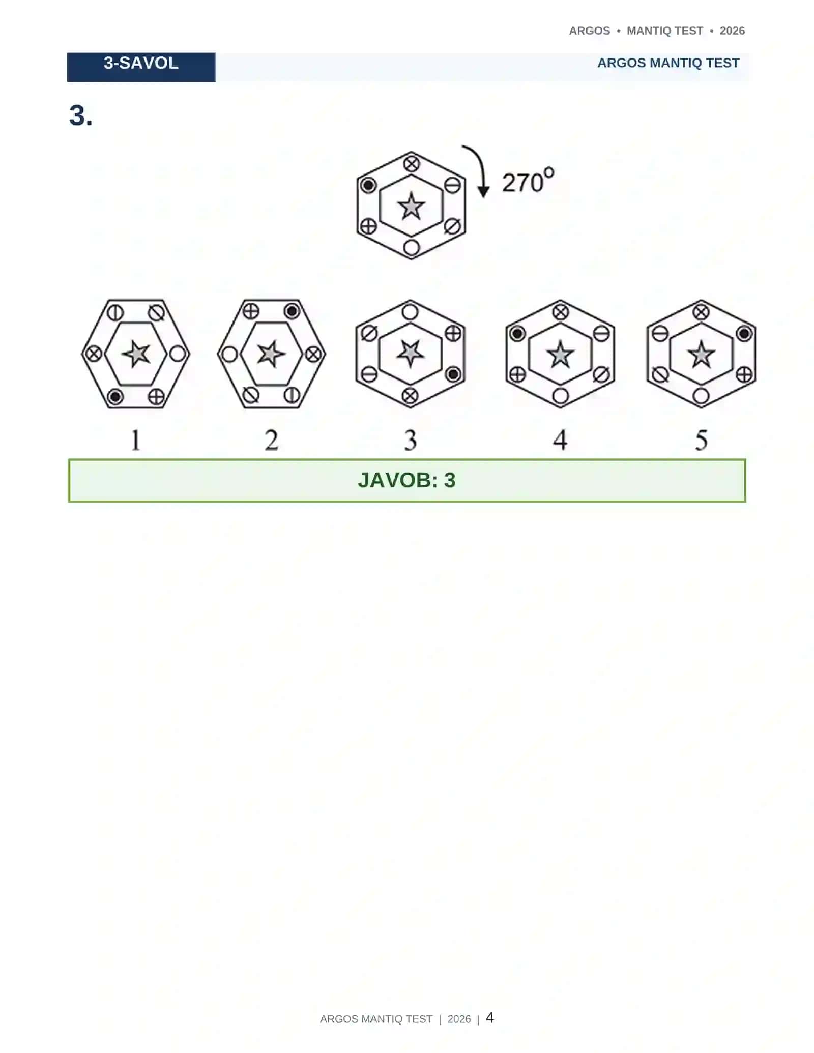 ARGOS IQ TEST 2026 ✨ Savollar va javoblar to‘plami 4
