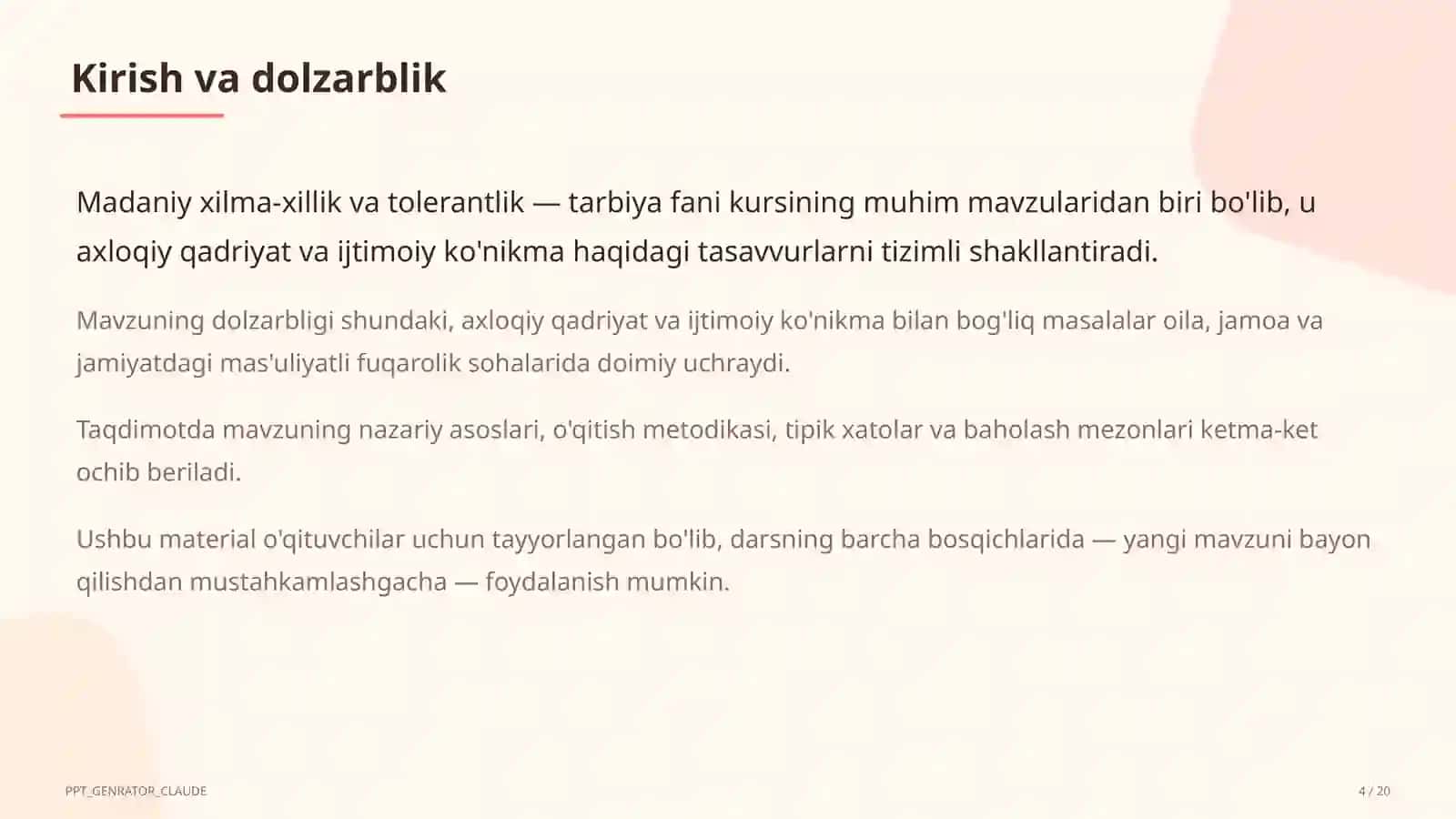 Madaniy xilma-xillik va tolerantlik (11-sinf) 4