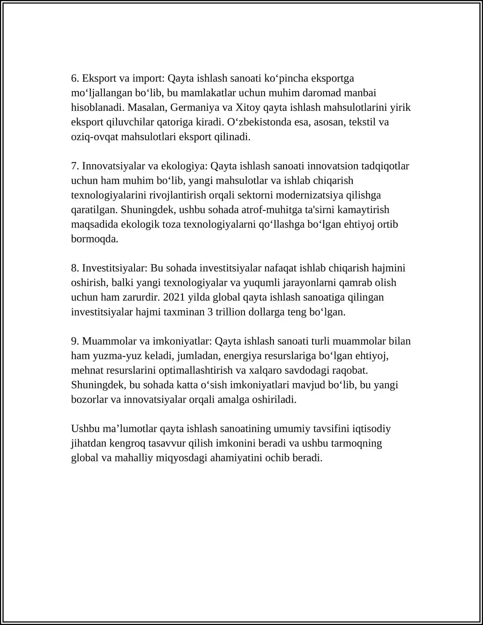 QAYTA ISHLASH SANOATIDA TEXNOLOGIK JARAYONLARNING MOHIYATI 4