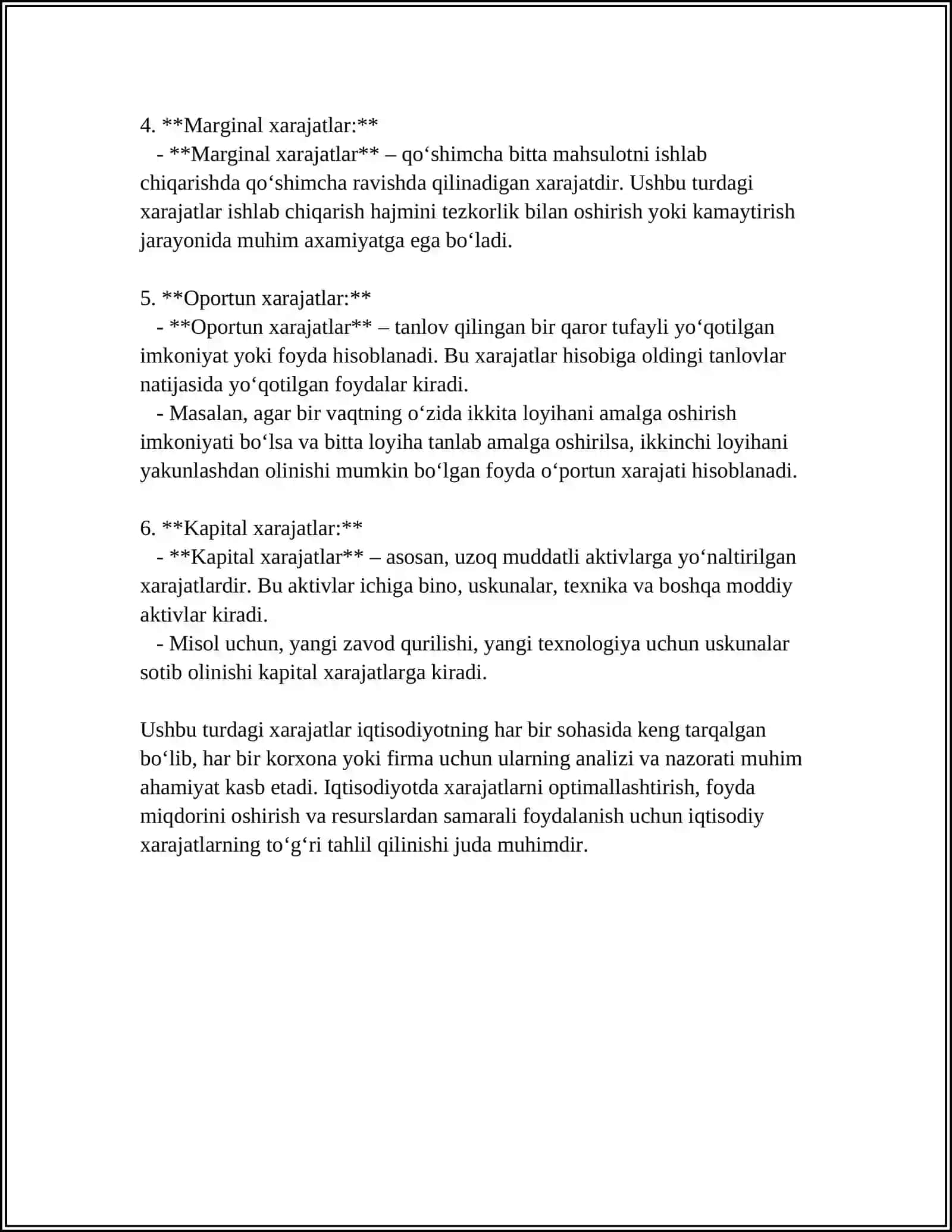 IQTISODIY HARAJATLAR VA FOYDA 4