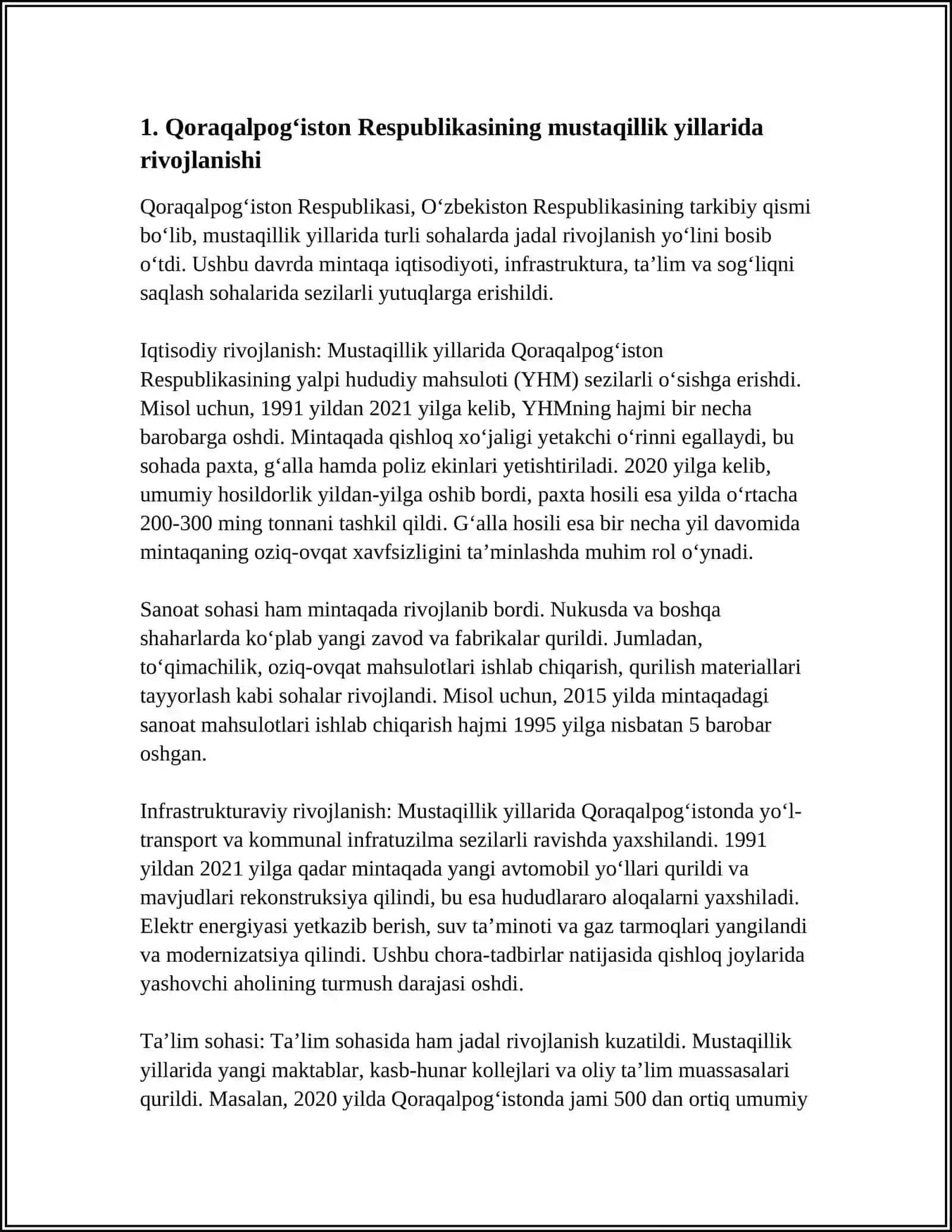 MUSTAQILLIK YILLARIDA QORAQALPOGʻISTON RESPUBLIKASI 4