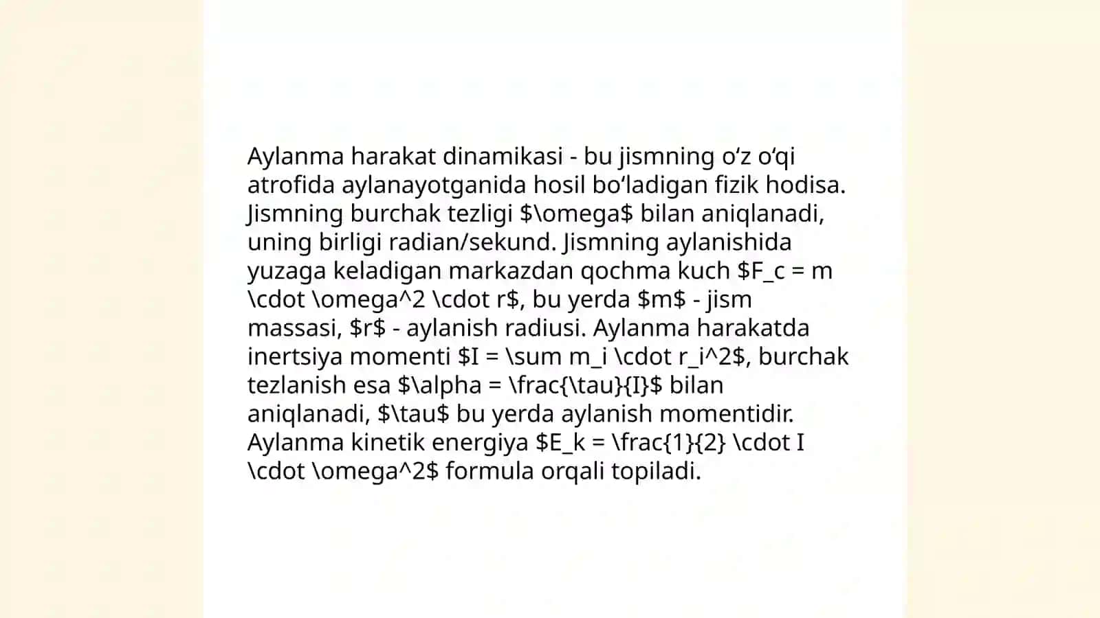 Aylanma harakatning fizikasi 4