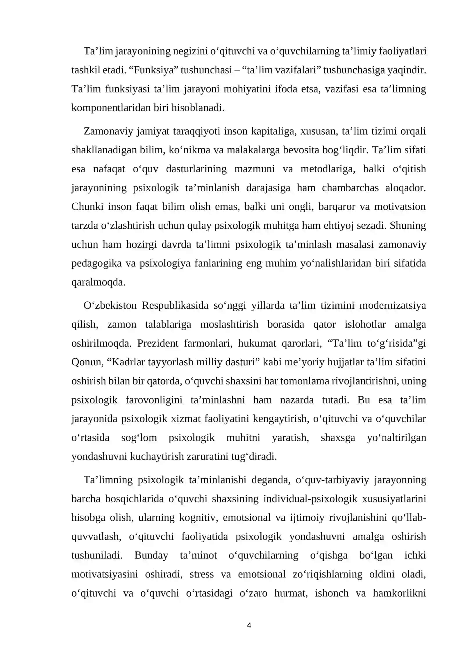 Zamonaviy sharoitda taʼlimni psixologik ta’minlashning asosiy yoʻnalishlari 4