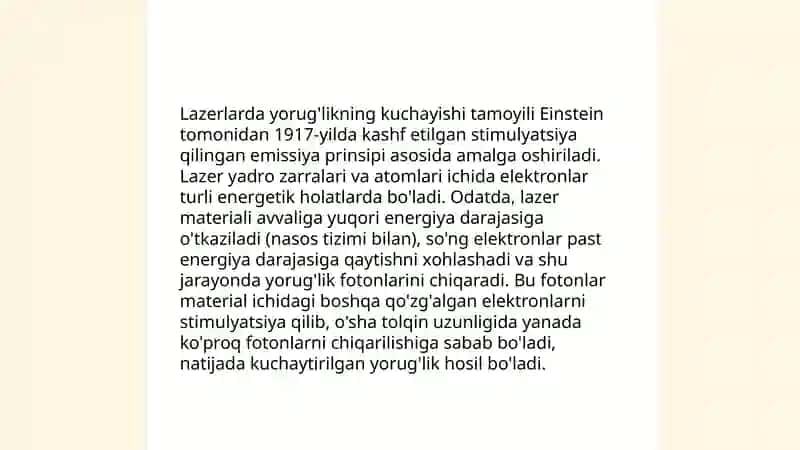 Lazerlarning hossalari 4