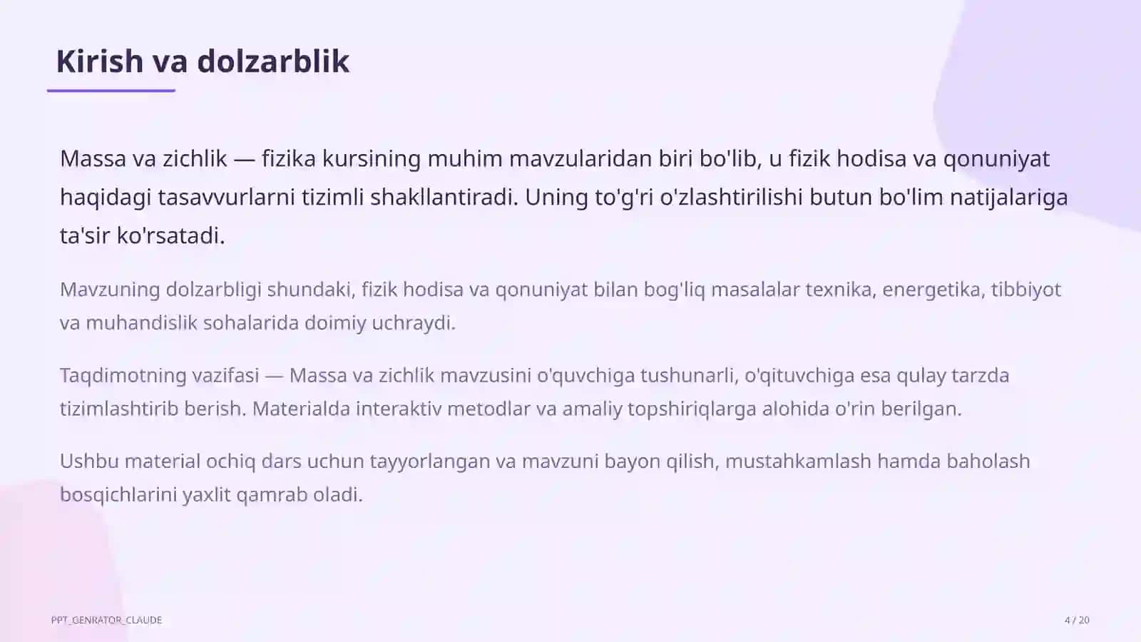 Massa va zichlik (6-sinf) 4
